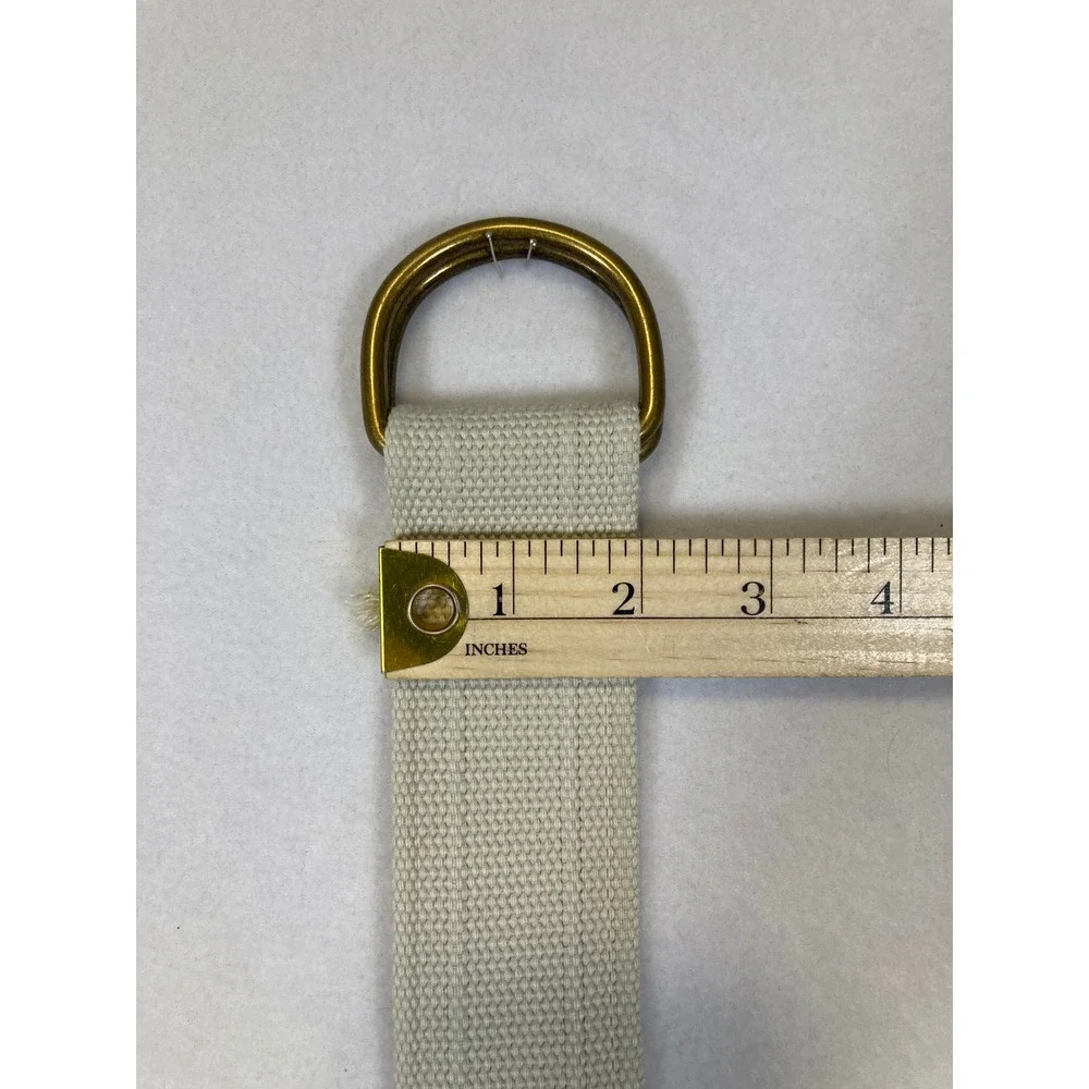 Unbranded D-Ring Web Belt Mens 34‎ Cream Brass Hardware